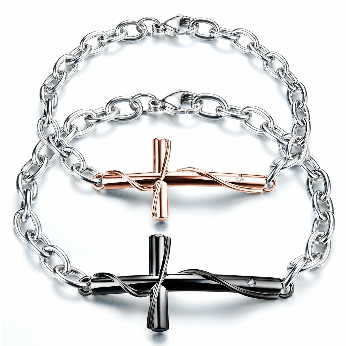 Sideways Cross Link Bracelet Set