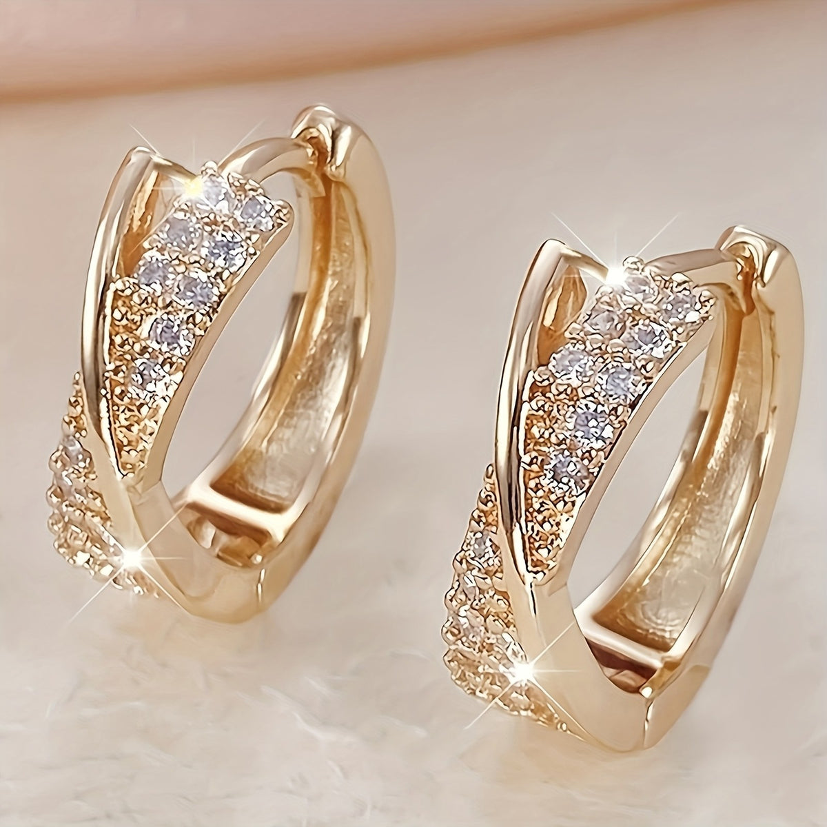Curved Crystal Hoop Earrings