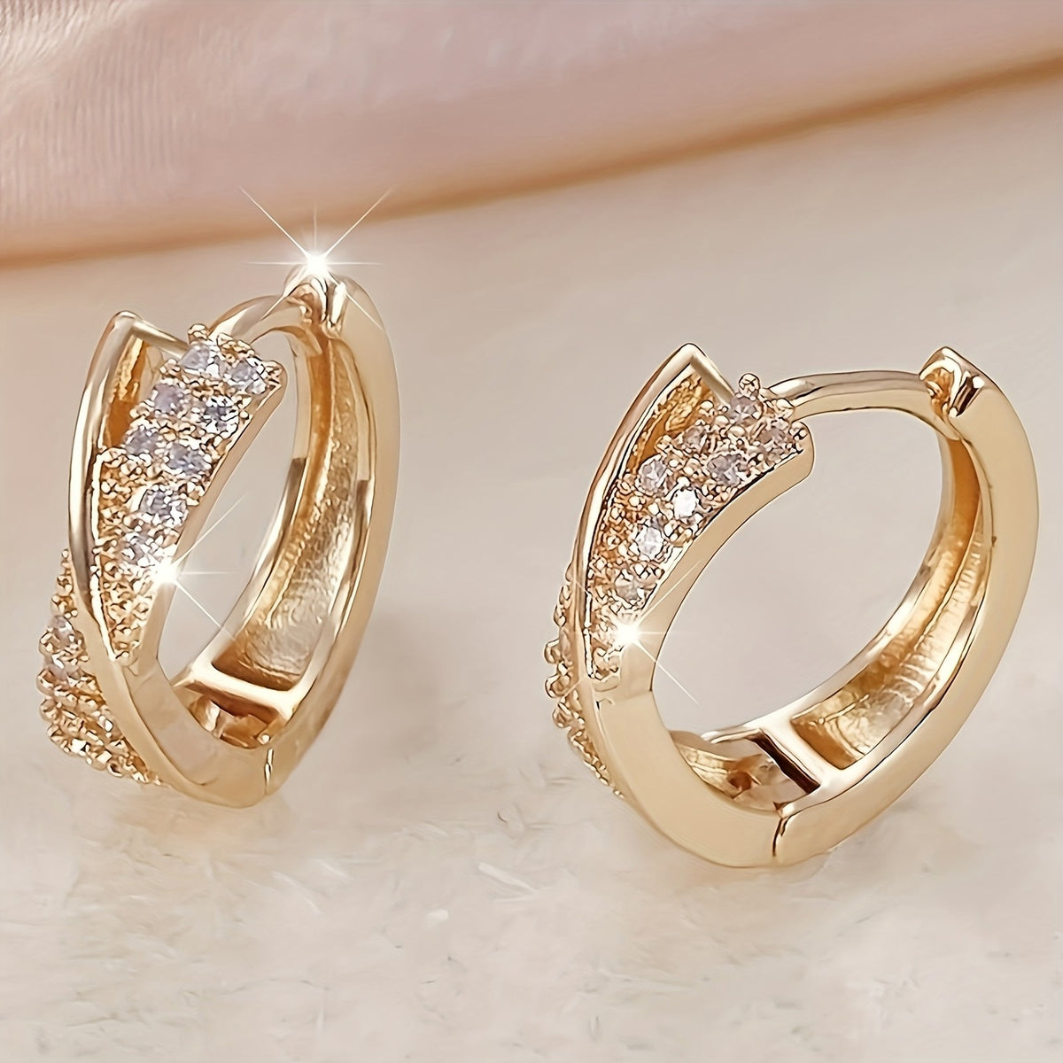 Curved Crystal Hoop Earrings