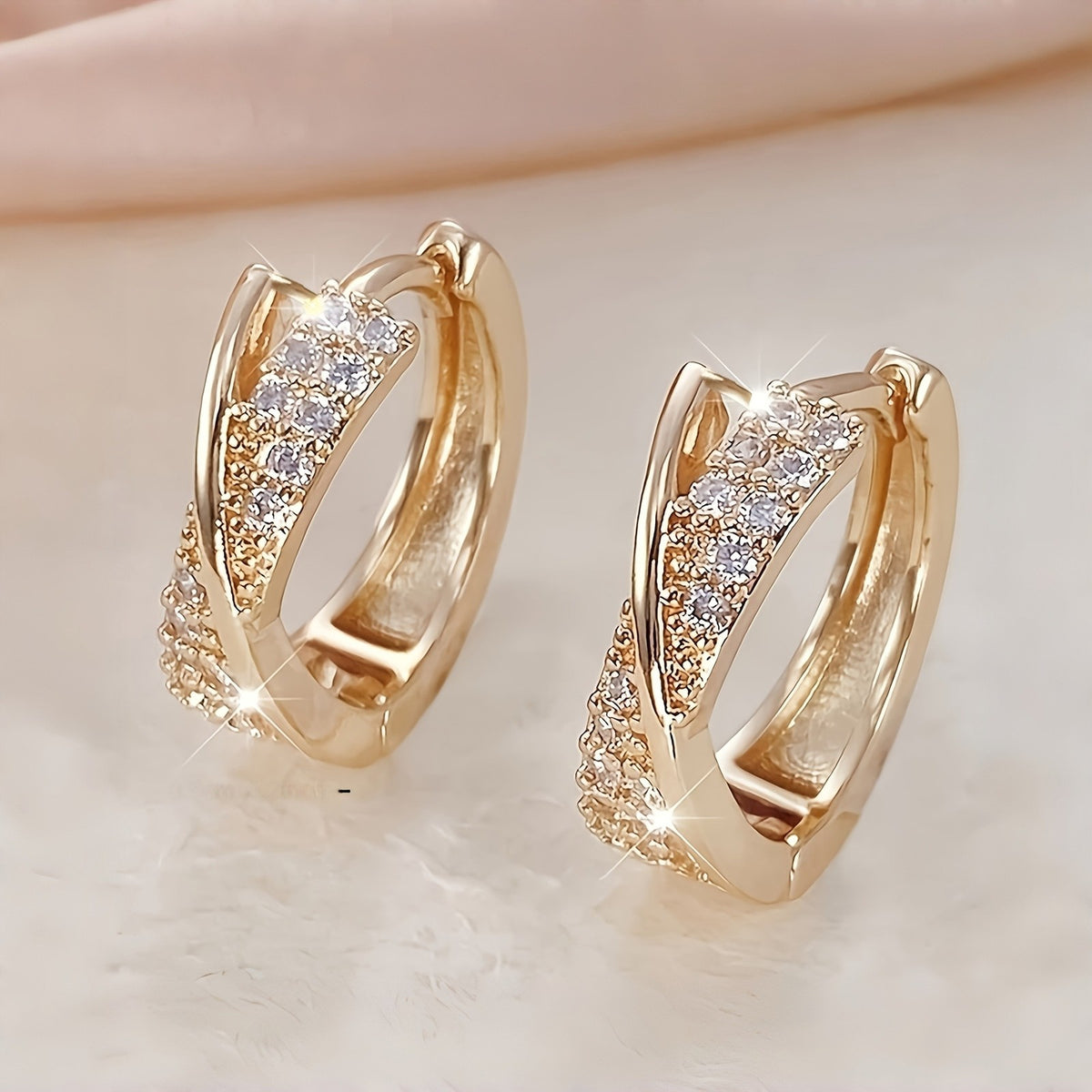 Curved Crystal Hoop Earrings