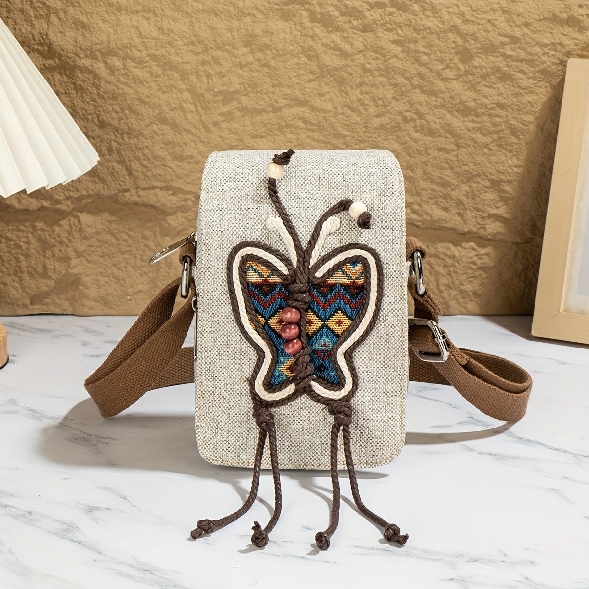 Embroidered Butterfly Crossbody Bag