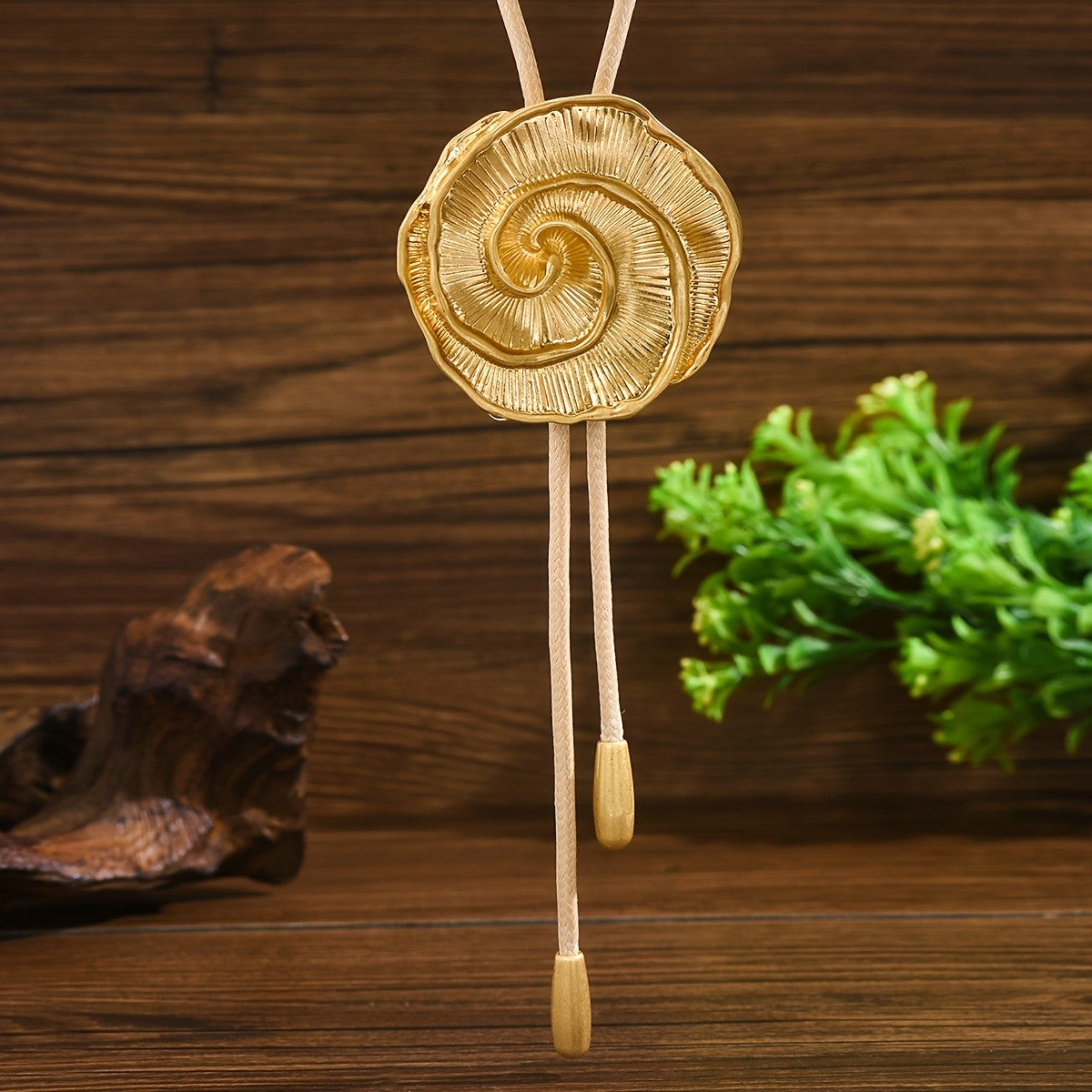 Gold Spiral Lariat Necklace