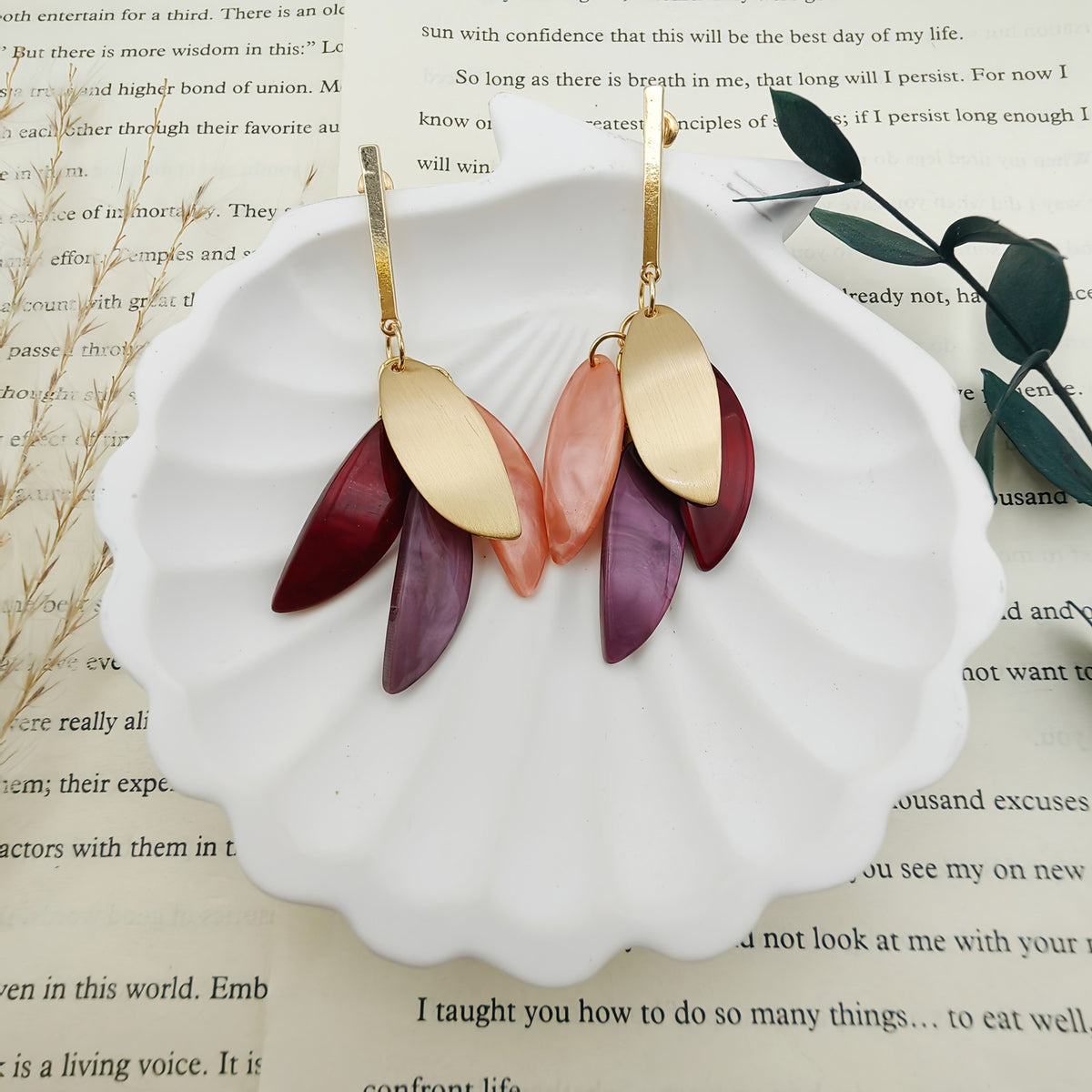 Colorful Leaf Drop Earrings