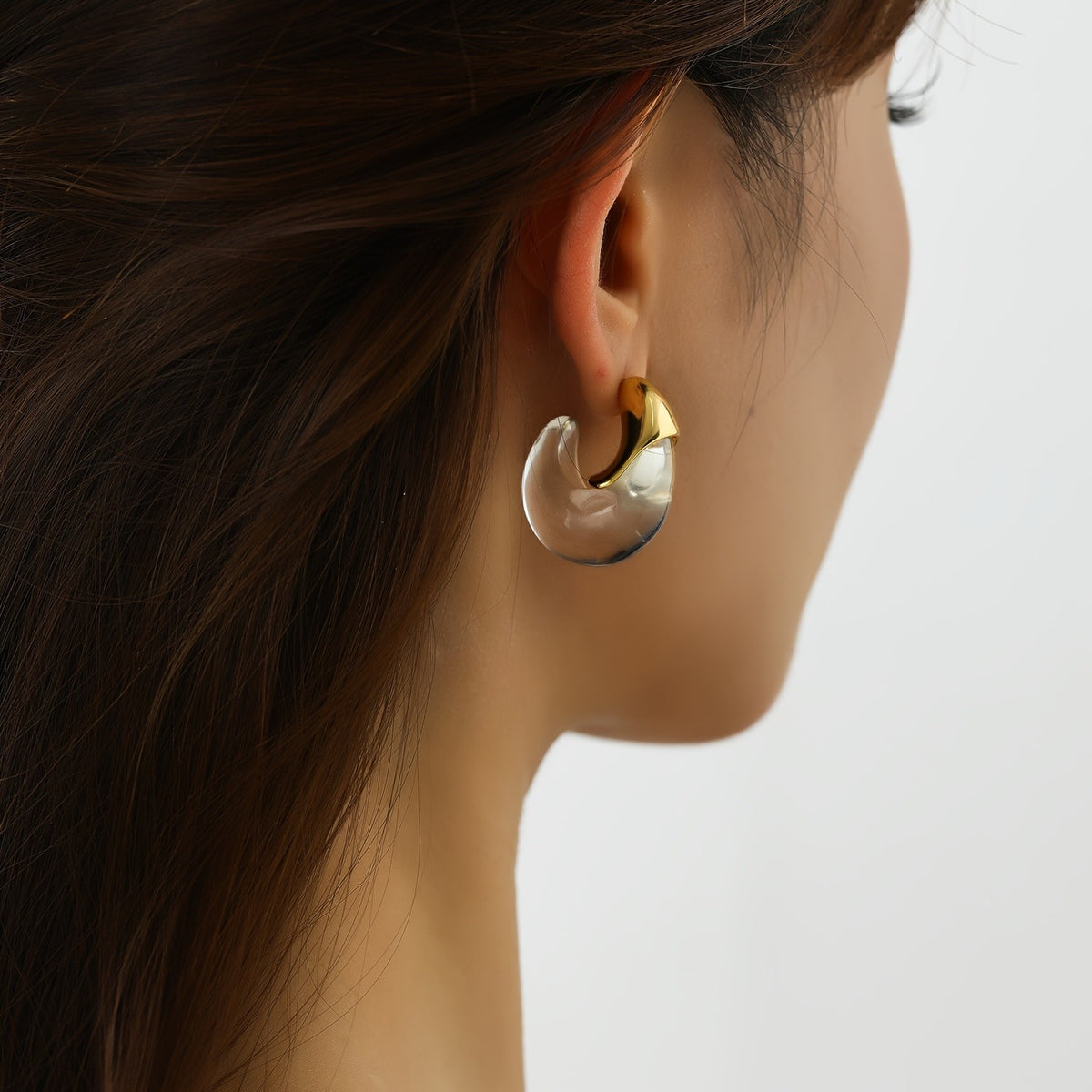 Gold Accent Resin Hoop Earrings