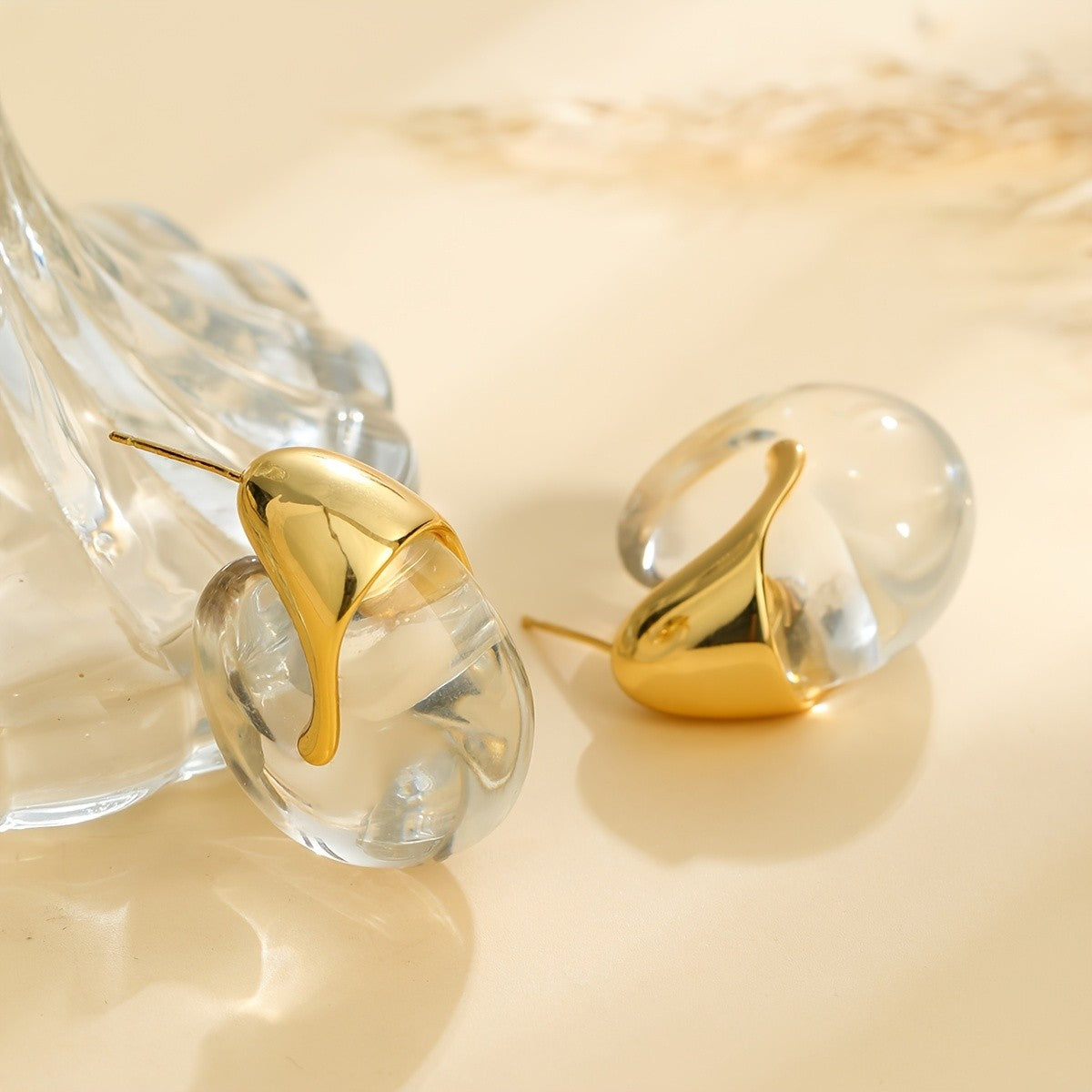 Gold Accent Resin Hoop Earrings