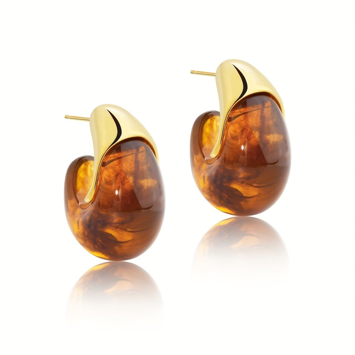 Gold Accent Resin Hoop Earrings