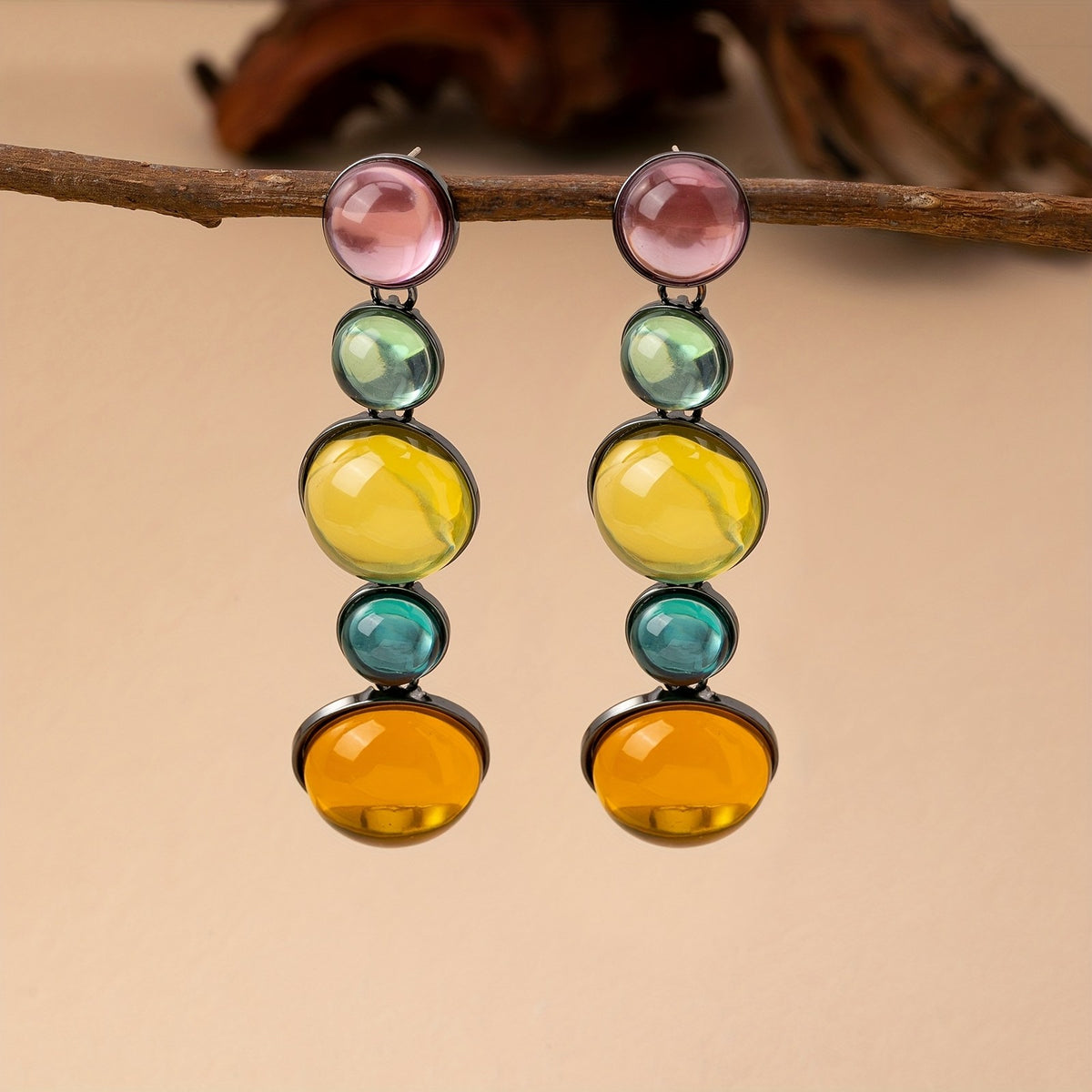 Multicolor Acrylic Disc Drop Earrings