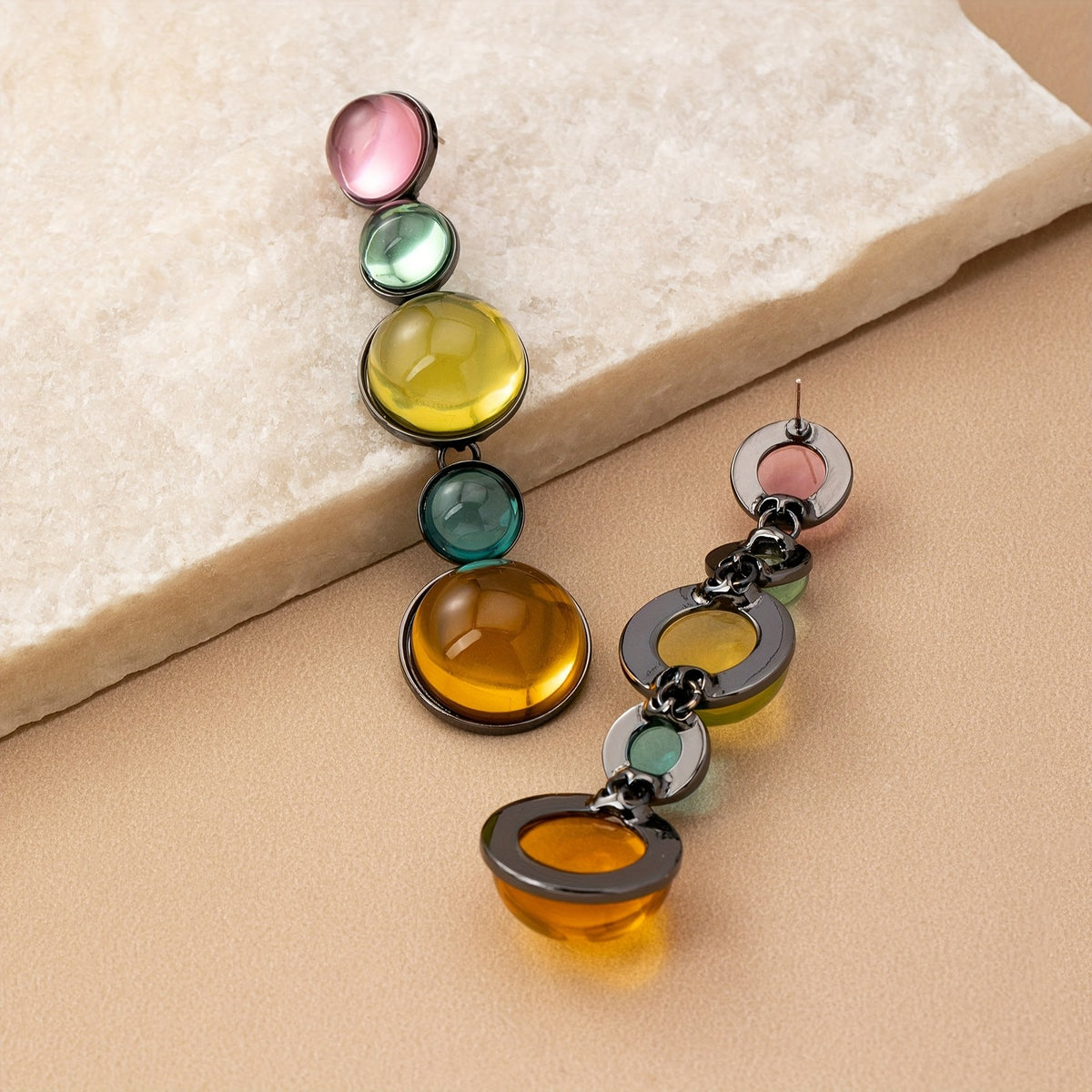 Multicolor Acrylic Disc Drop Earrings