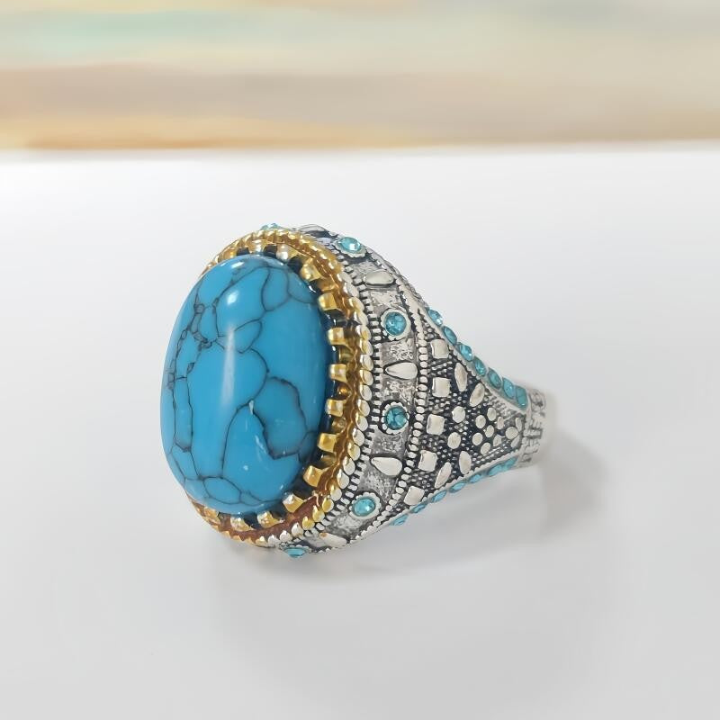 Turquoise Sunburst Statement Ring
