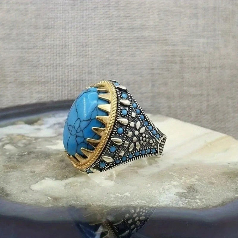 Turquoise Sunburst Statement Ring