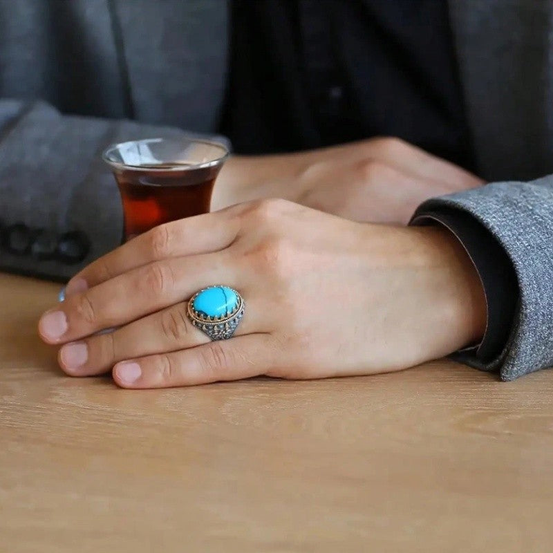 Turquoise Sunburst Statement Ring