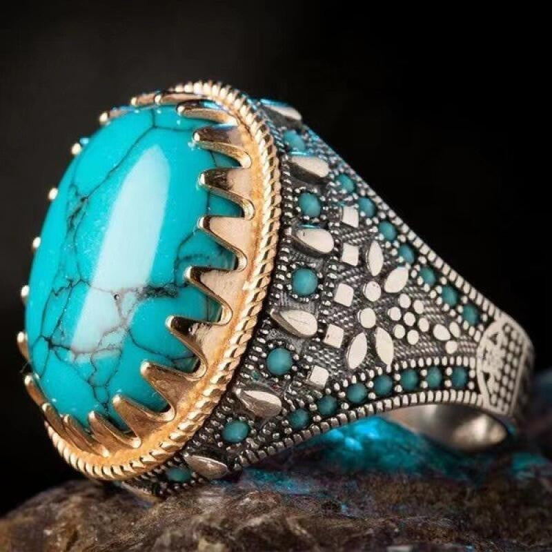 Turquoise Sunburst Statement Ring