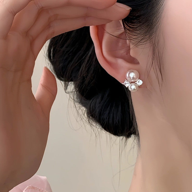 Pink Pearl & Crystal Cluster Earrings