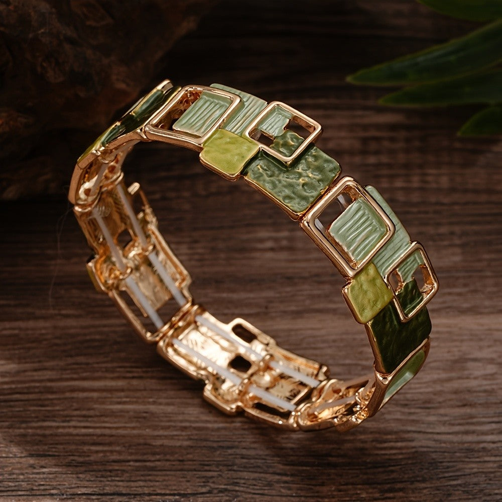 Green Patchwork Square Jewelry Set