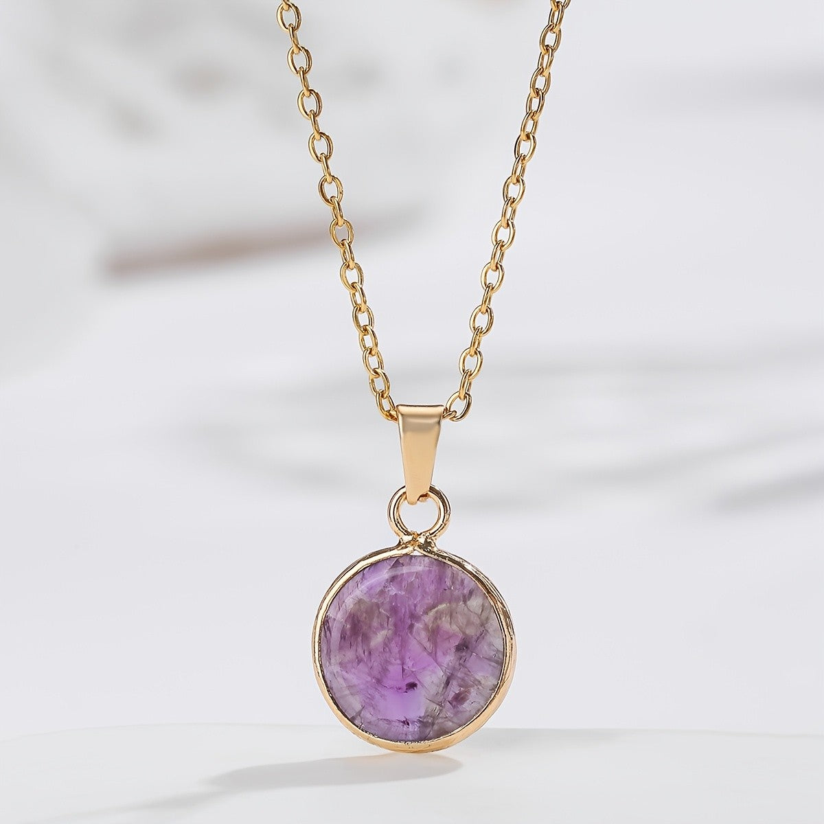 Assorted Stone Disc Necklace