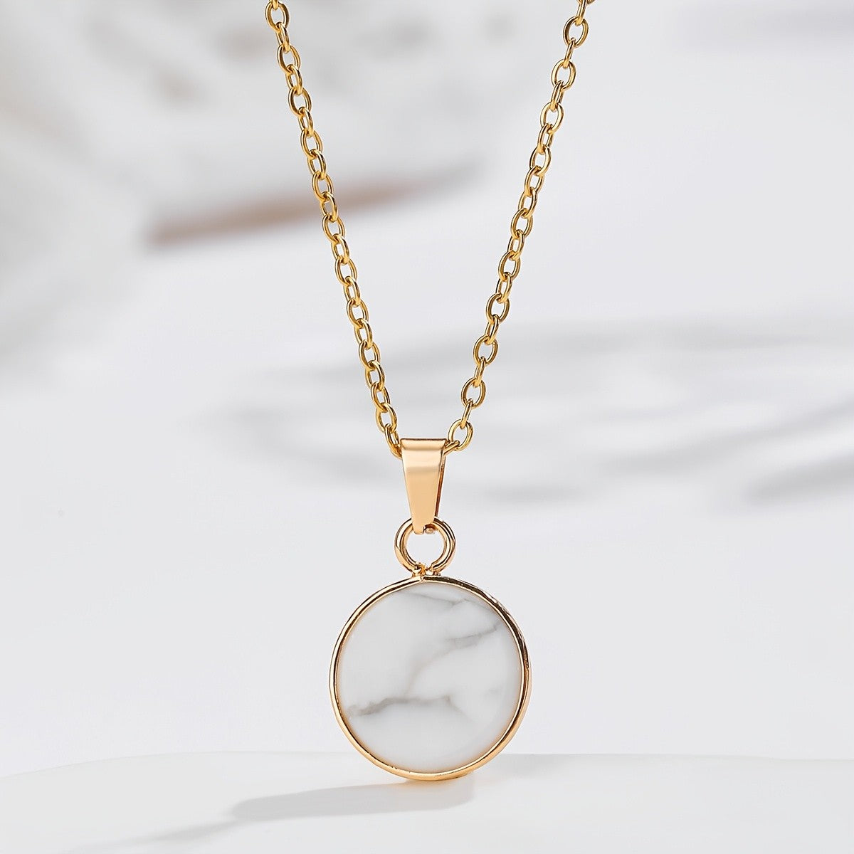 Assorted Stone Disc Necklace