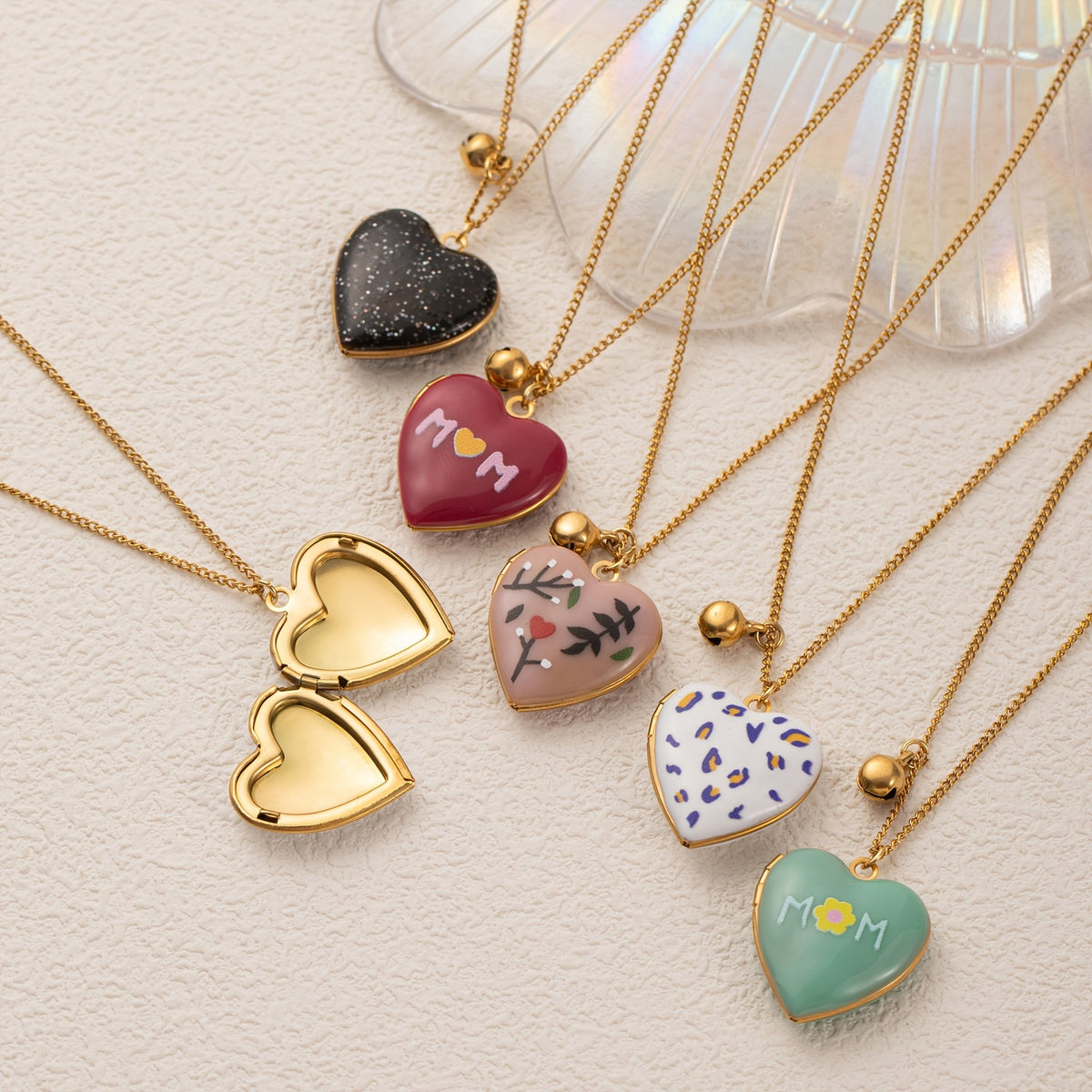 Enamel Mom Heart Locket Necklace