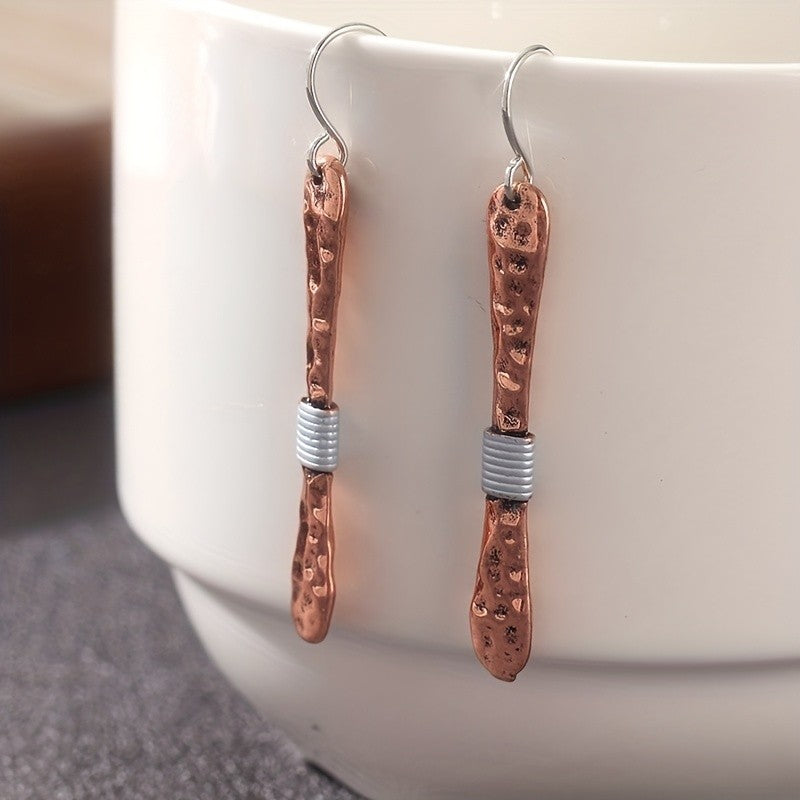 Hammered Copper Bar Earrings