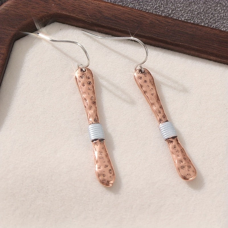 Hammered Copper Bar Earrings