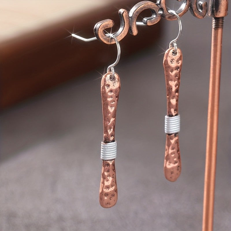 Hammered Copper Bar Earrings