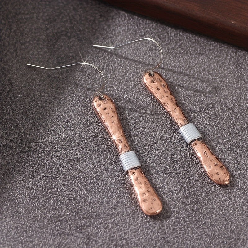 Hammered Copper Bar Earrings