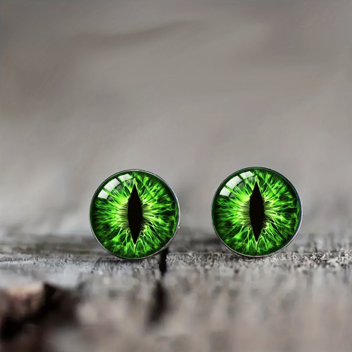 Green Dragon Eye Stud Earrings