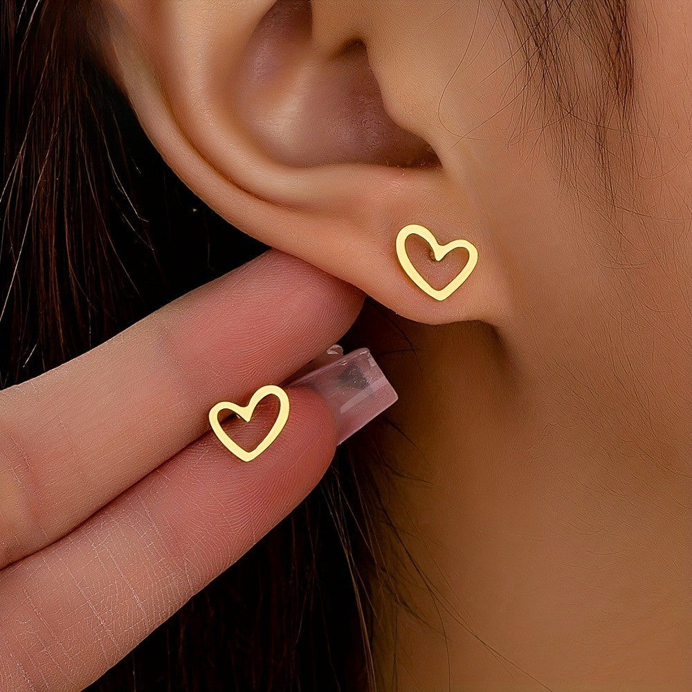 Gold-Tone Open Heart Stud Earrings