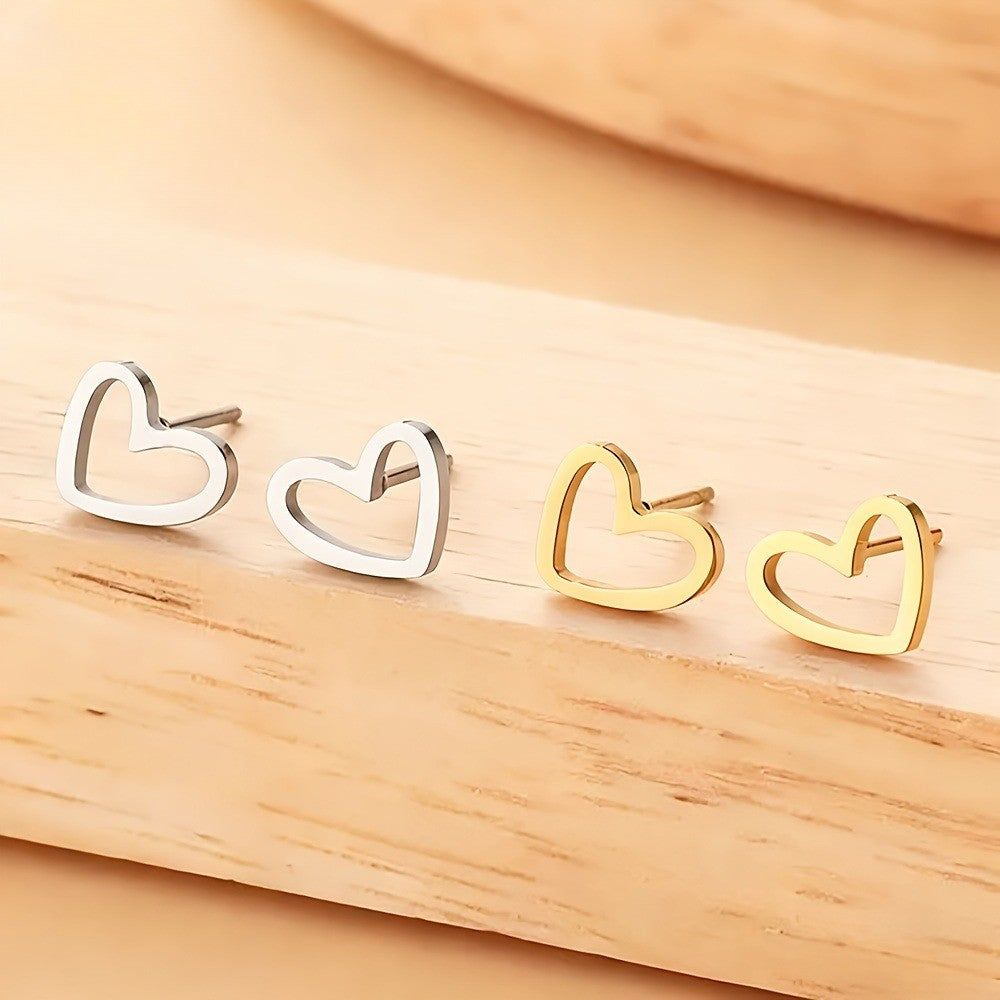 Gold-Tone Open Heart Stud Earrings