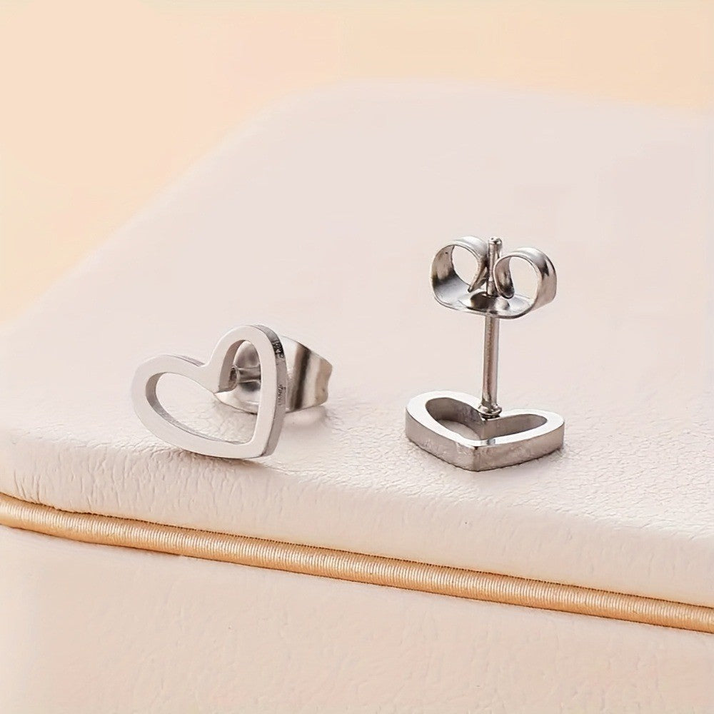 Gold-Tone Open Heart Stud Earrings