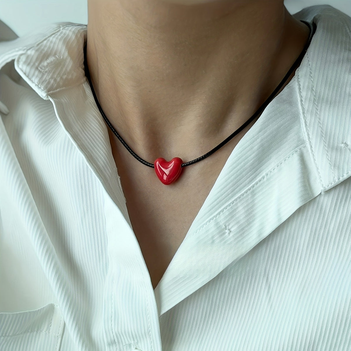 Red Ceramic Heart Necklace