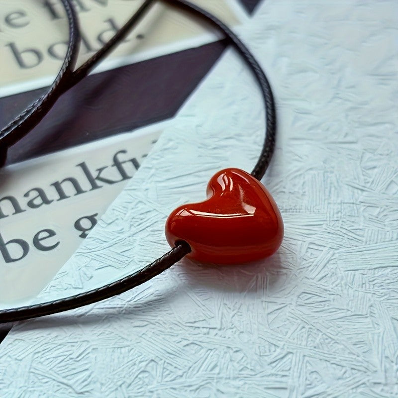 Red Ceramic Heart Necklace