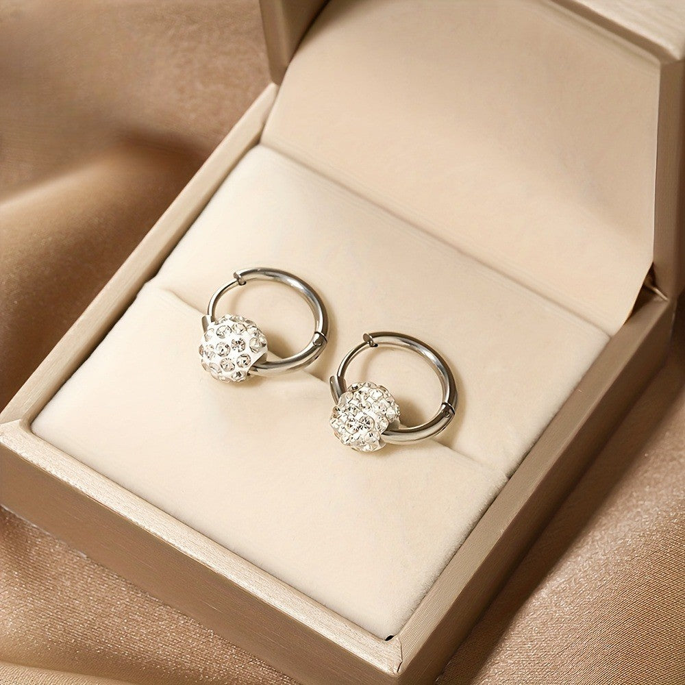 Crystal Ball Hoop Earrings