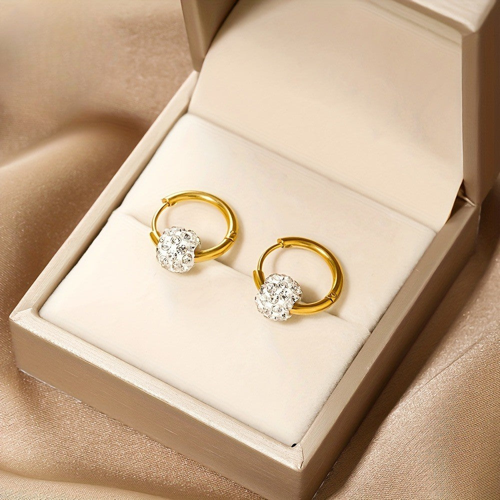 Crystal Ball Hoop Earrings