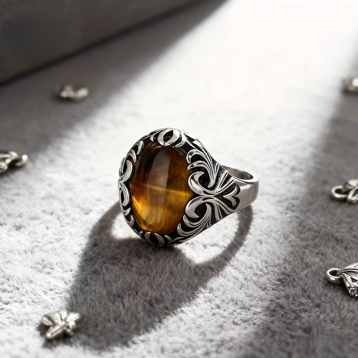 Tiger's Eye Filigree Ring