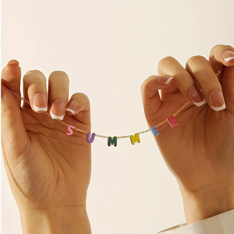 Colorful Enamel Initial Layered Necklace