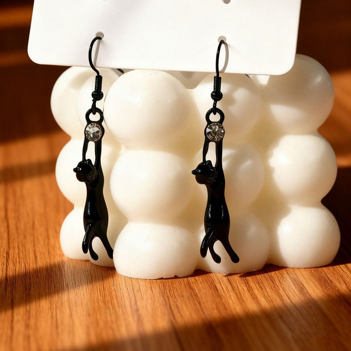 Black Cat Drop Earrings