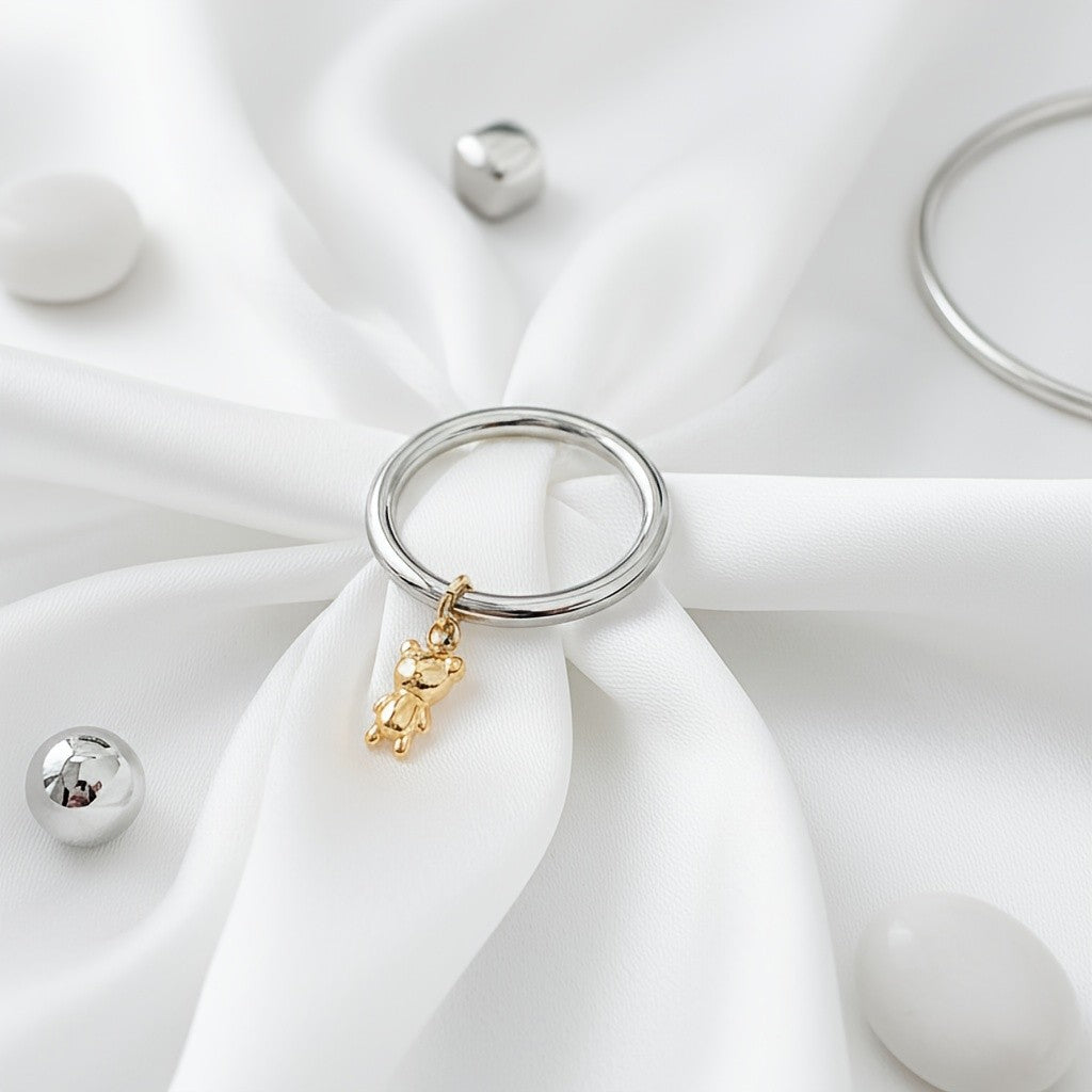 Dainty Bear Charm Ring