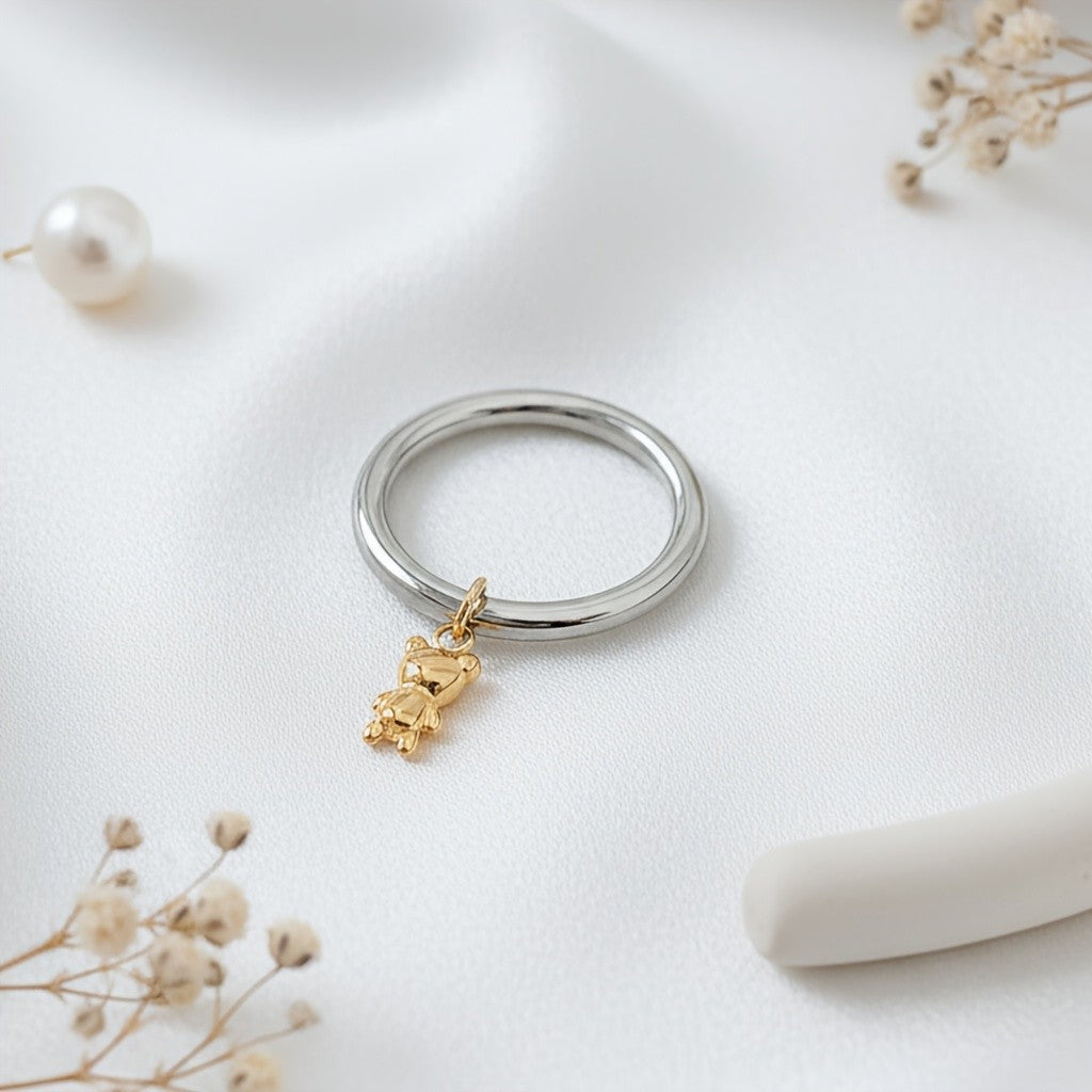 Dainty Bear Charm Ring