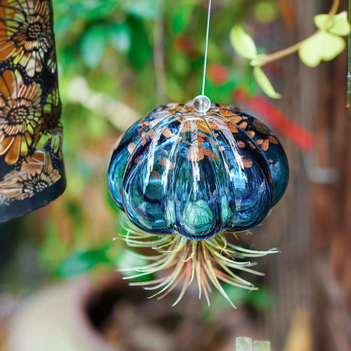 Blue Glass Jellyfish Air Plant Holder