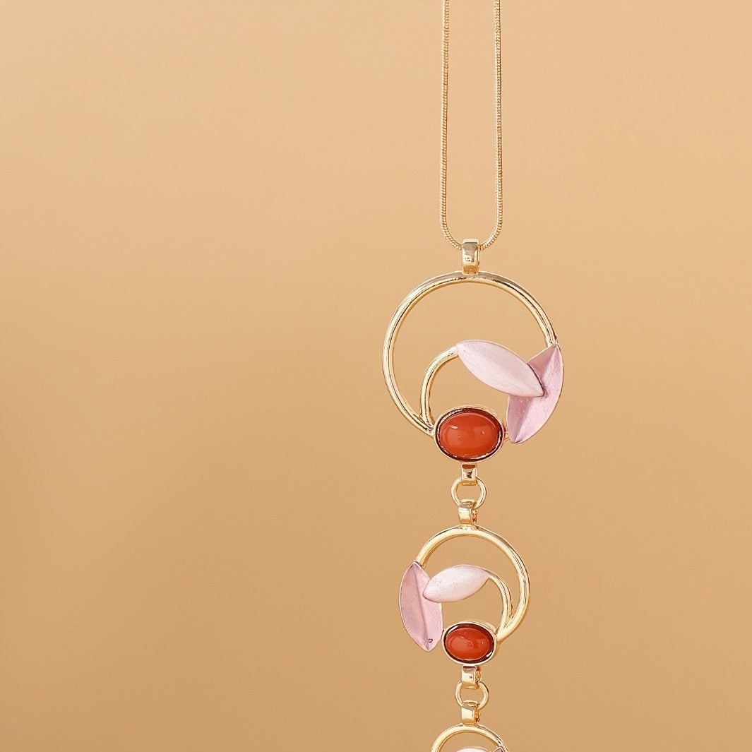 Cascading Resin Circle Tassel Necklace