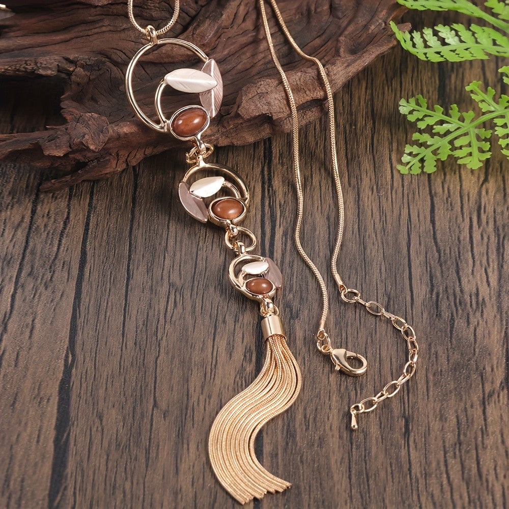 Cascading Resin Circle Tassel Necklace