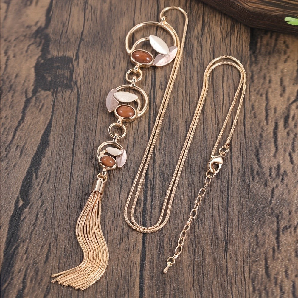 Cascading Resin Circle Tassel Necklace