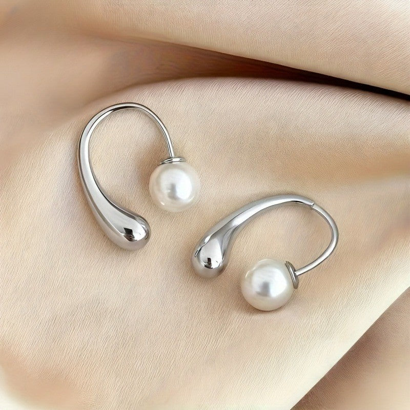Gold Pearl Hoop Earrings