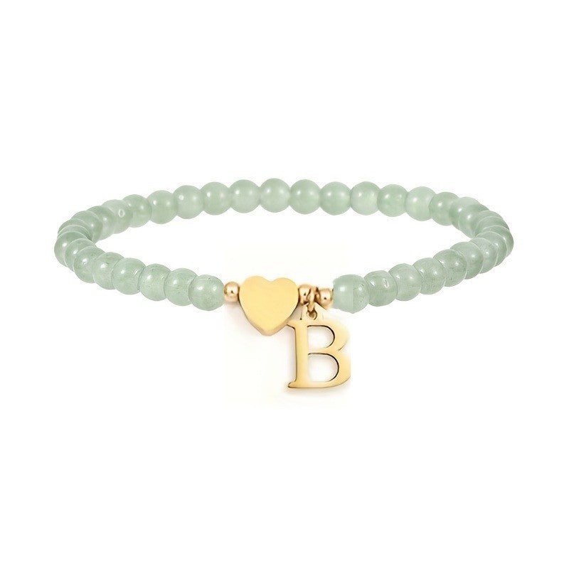 Green Crystal Initial Heart Bracelet