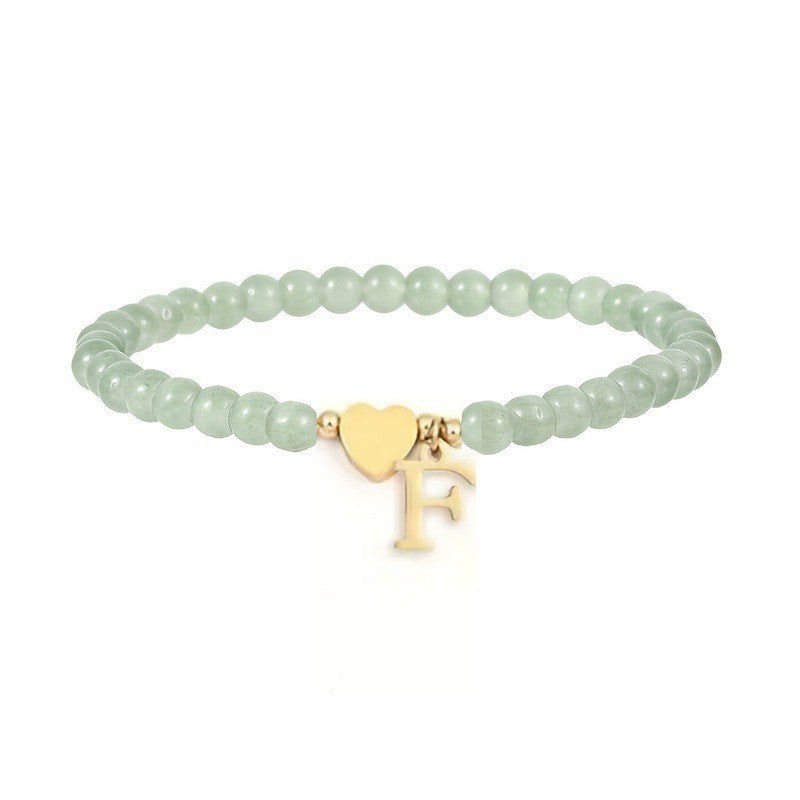Green Crystal Initial Heart Bracelet