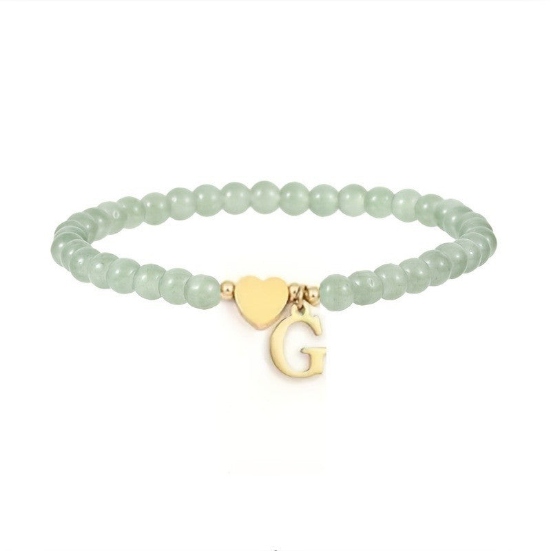 Green Crystal Initial Heart Bracelet