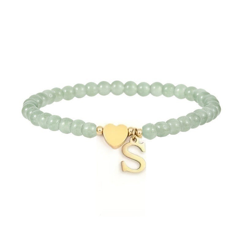 Green Crystal Initial Heart Bracelet