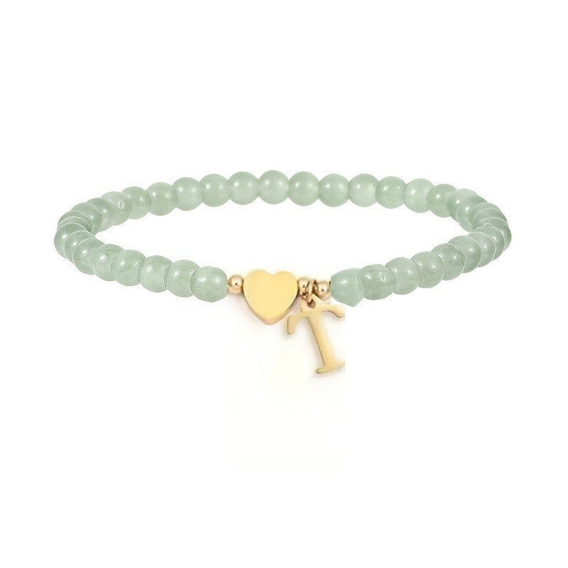 Green Crystal Initial Heart Bracelet