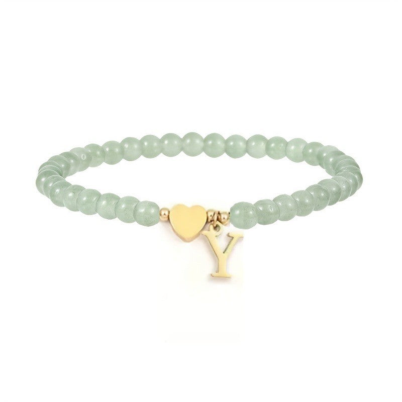 Green Crystal Initial Heart Bracelet