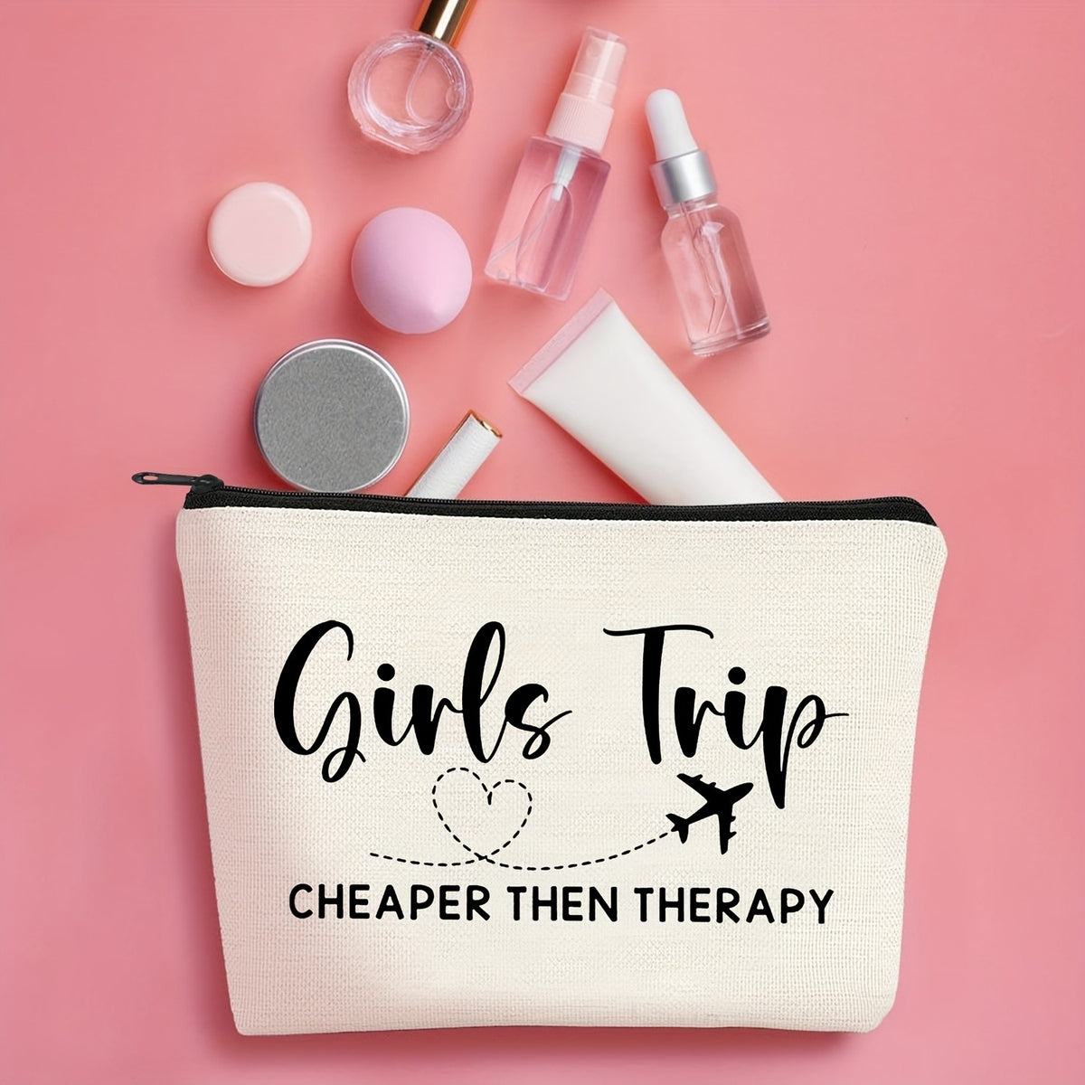 Girls Trip Heart & Airplane Zip Pouch